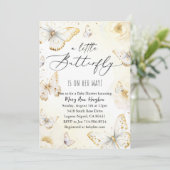 Witte en gouden vlinder Baby shower Kaart (Staand voorkant)