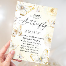 Witte en gouden vlinder Baby shower