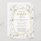 Witte en gouden Vlinder Quinceanera Kaart (Voorkant / Achterkant)