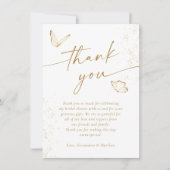 Witte en gouden vlinder Vrijgezellenfeest Bedankkaart (Voorkant)