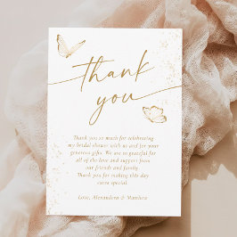 Witte en gouden vlinder Vrijgezellenfeest Bedankkaart