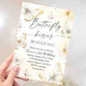 Witte en gouden vlinderkusjes verjaardag  kaart