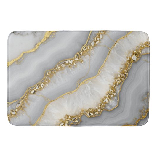Witte en Gouden Vloeibare Maansteen Gepersonalisee Badmat (Voorkant)