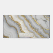 Witte en Gouden Vloeibare Maansteen Gepersonalisee Bureaumat (Voorkant)