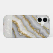 Witte en Gouden Vloeibare Maansteen Gepersonalisee iPhone 16 Hoesje (Achterkant horizontaal)