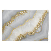 Witte en Gouden Vloeibare Maansteen Gepersonalisee Kussensloop (Achterkant-Links)