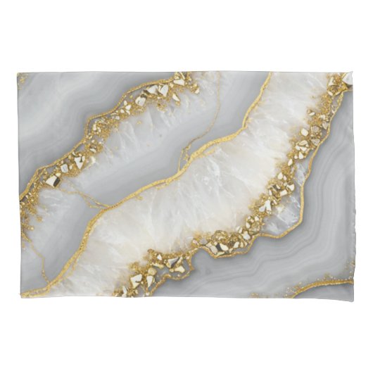 Witte en Gouden Vloeibare Maansteen Gepersonalisee Kussensloop (Voorkant-Links)