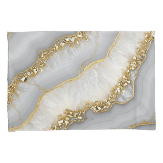 Witte en Gouden Vloeibare Maansteen Gepersonalisee Kussensloop (Voorkant-Rechts)