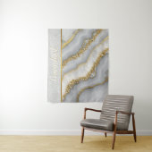 Witte en Gouden Vloeibare Maansteen Gepersonalisee Wandkleed (In situ)