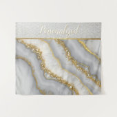 Witte en Gouden Vloeibare Maansteen Gepersonalisee Wandkleed (Voorkant (horizontaal))