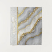 Witte en Gouden Vloeibare Maansteen Gepersonalisee Wandkleed (Voorkant)