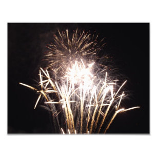 Witte en gouden vuurwerk I Patriotische viering Foto Afdruk