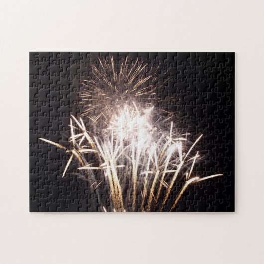Witte en gouden vuurwerk I Patriotische viering Legpuzzel (Horizontaal)