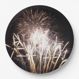 Witte en gouden vuurwerk I Patriotische viering Papieren Bordje