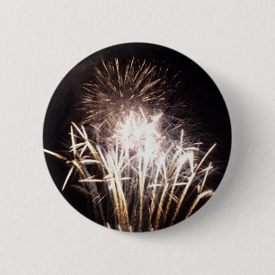 Witte en gouden vuurwerk I Patriotische viering Ronde Button 5,7 Cm