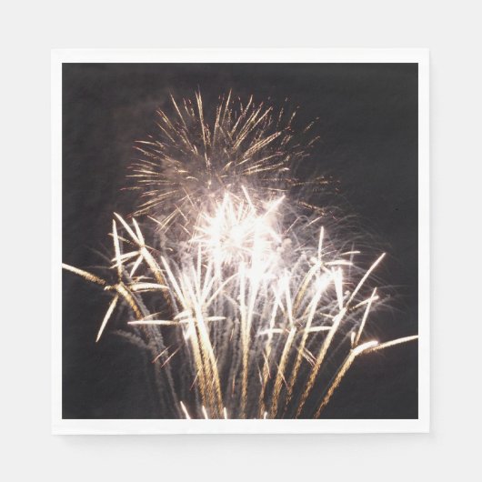 Witte en gouden vuurwerk I Patriotische viering Servetten (Voorkant)