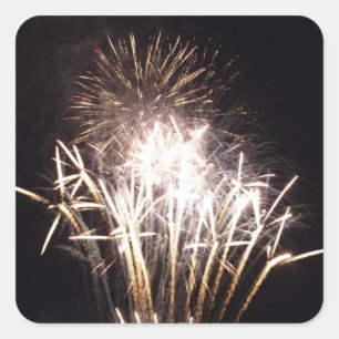 Witte en gouden vuurwerk I Patriotische viering Vierkante Sticker