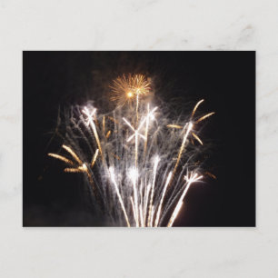 Witte en Gouden Vuurwerk II Patriottische Viering Briefkaart