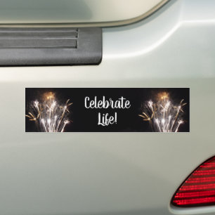 Witte en Gouden Vuurwerk II Patriottische Viering Bumpersticker