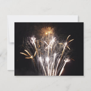 Witte en Gouden Vuurwerk II Patriottische Viering Feestdagenkaart