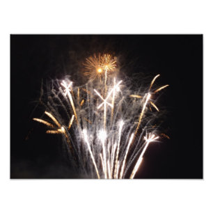 Witte en gouden vuurwerk II Patriottische viering Foto Afdruk