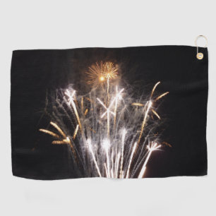 Witte en Gouden Vuurwerk II Patriottische Viering Golfhanddoek