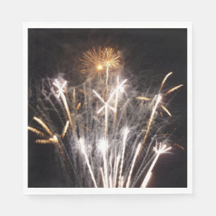 Witte en Gouden Vuurwerk II Patriottische Viering Servet