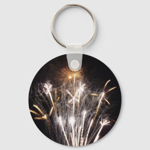 Witte en Gouden Vuurwerk II Patriottische Viering Sleutelhanger