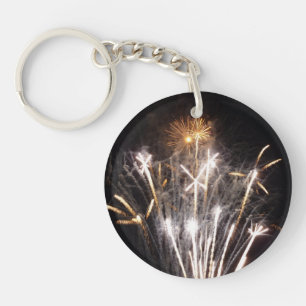 Witte en Gouden Vuurwerk II Patriottische Viering Sleutelhanger