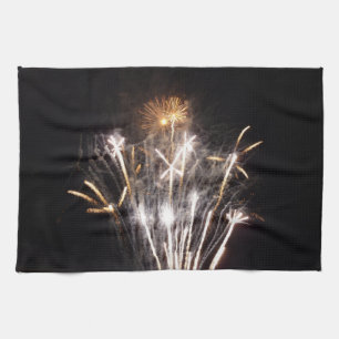 Witte en Gouden Vuurwerk II Patriottische Viering Theedoek