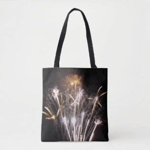 Witte en Gouden Vuurwerk II Patriottische Viering Tote Bag