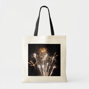 Witte en Gouden Vuurwerk II Patriottische Viering Tote Bag