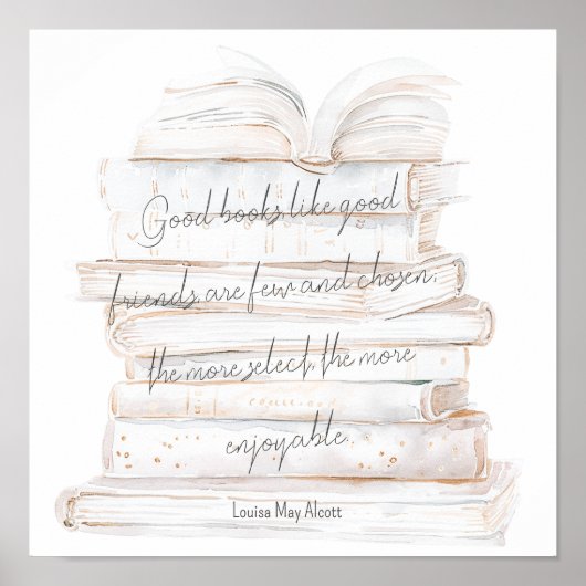 Witte en gouden Waterverf Vriendschap & Boeken Quo Poster (Voorkant)