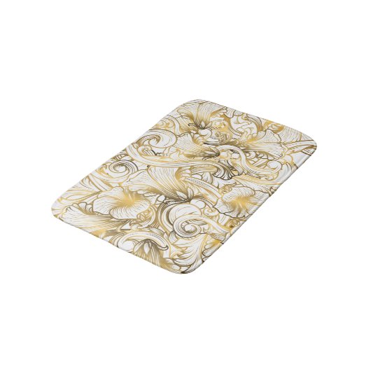 Witte en gouden wervelingen badmat (Gekanteld)