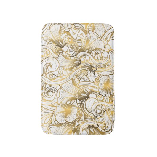 Witte en gouden wervelingen badmat (Voorkant Verticaal)