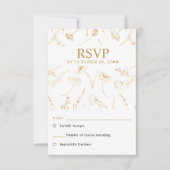 Witte en gouden wilde bloemenschets trouw-RSVP RSVP Kaartje (Voorkant)