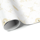 Witte en gouden zwanen in liefde Quatrefoil Gift Cadeaupapier (Rol Hoek)