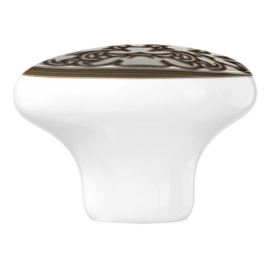 Witte en goudflorale naaiknop keramische knop (Zijkant)