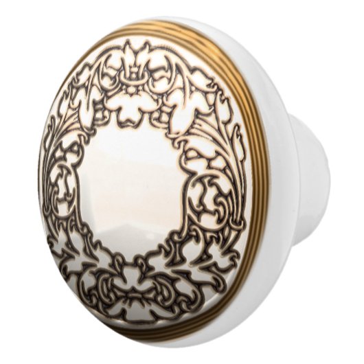 Witte en goudflorale naaiknop keramische knop (Rechts)