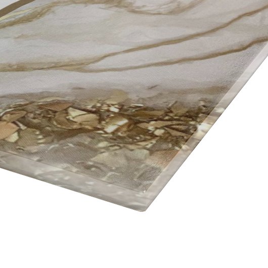 Witte en goudglitteragate monogram naamjaar snijplank (Hoek)