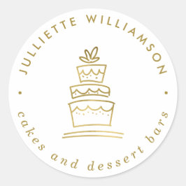 Witte en goudhanddragende bruiloft ronde sticker