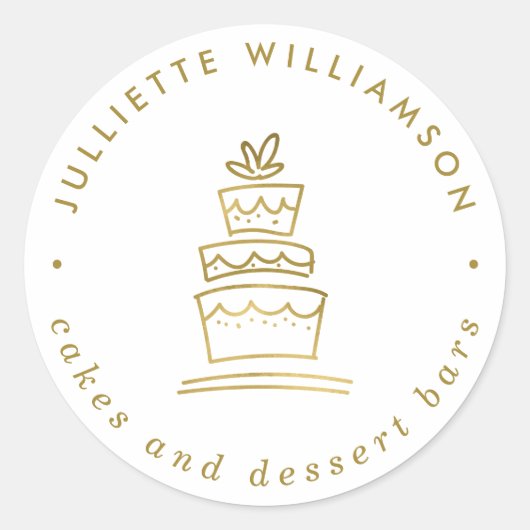 Witte en goudhanddragende bruiloft ronde sticker (Voorkant)