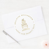Witte en goudhanddragende bruiloft ronde sticker (Envelop)