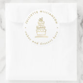 Witte en goudhanddragende bruiloft ronde sticker (Tas)