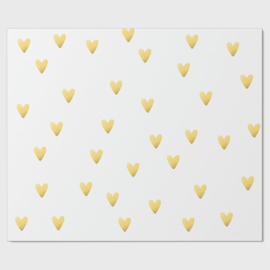 Witte en goudharten cadeaupapier (Vlak)