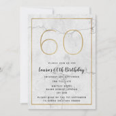 Witte en goudkleurige 60e verjaardag uitnodigingen (Voorkant)