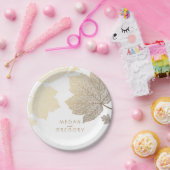 Witte en goudkleurige olifantenbruiloft papieren bordje (Feest)