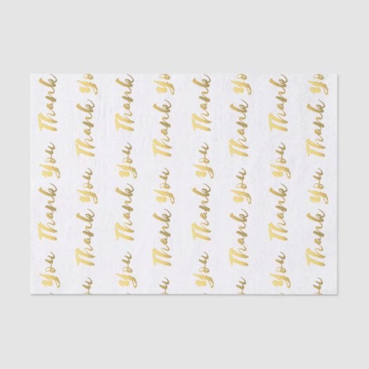 Witte en goudkleurige penseeltekst met dank tissuepapier (Voorkant)