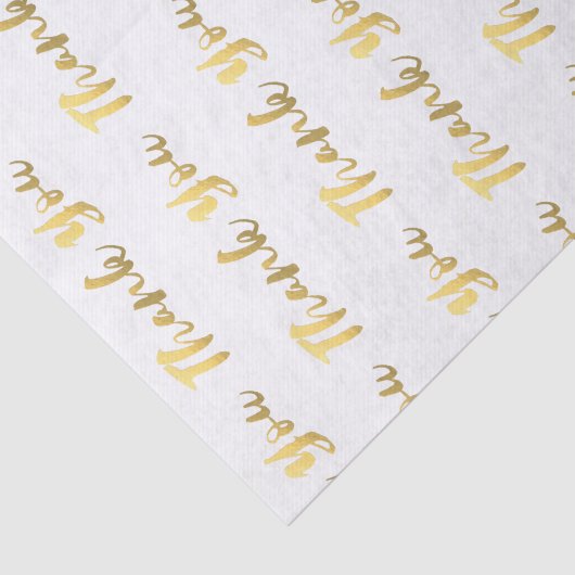 Witte en goudkleurige penseeltekst met dank tissuepapier (Detail)