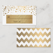 Witte en goudkleurige Stippen en Confetti Plaatskaartje (Voorkant / Achterkant)
